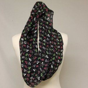 Black French Country Animals Sheer Circle Scarf